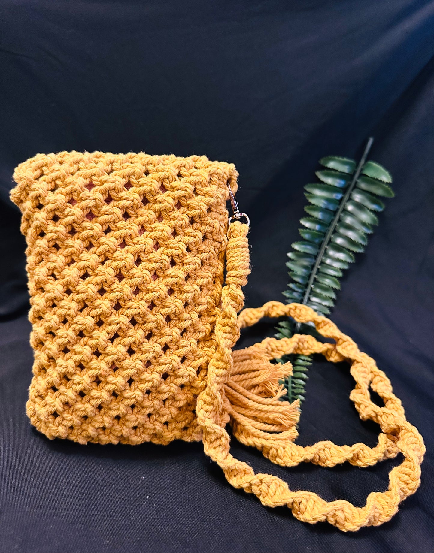 Handmade Macramé Sling Bag - Boho Crossbody Bag, 16cm x 12cm