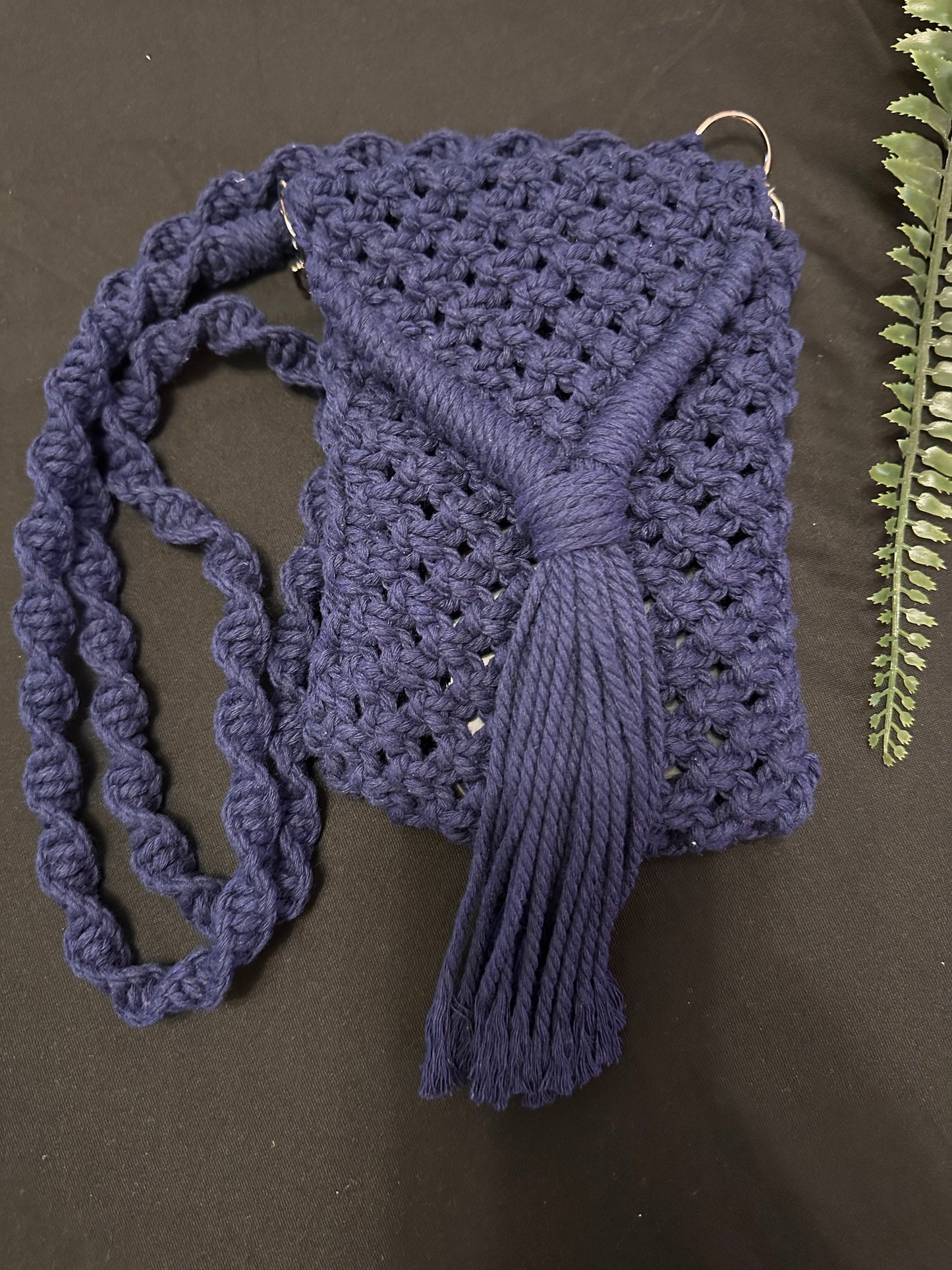 Handmade Macramé Sling Bag - Boho Crossbody Bag, 16cm x 12cm
