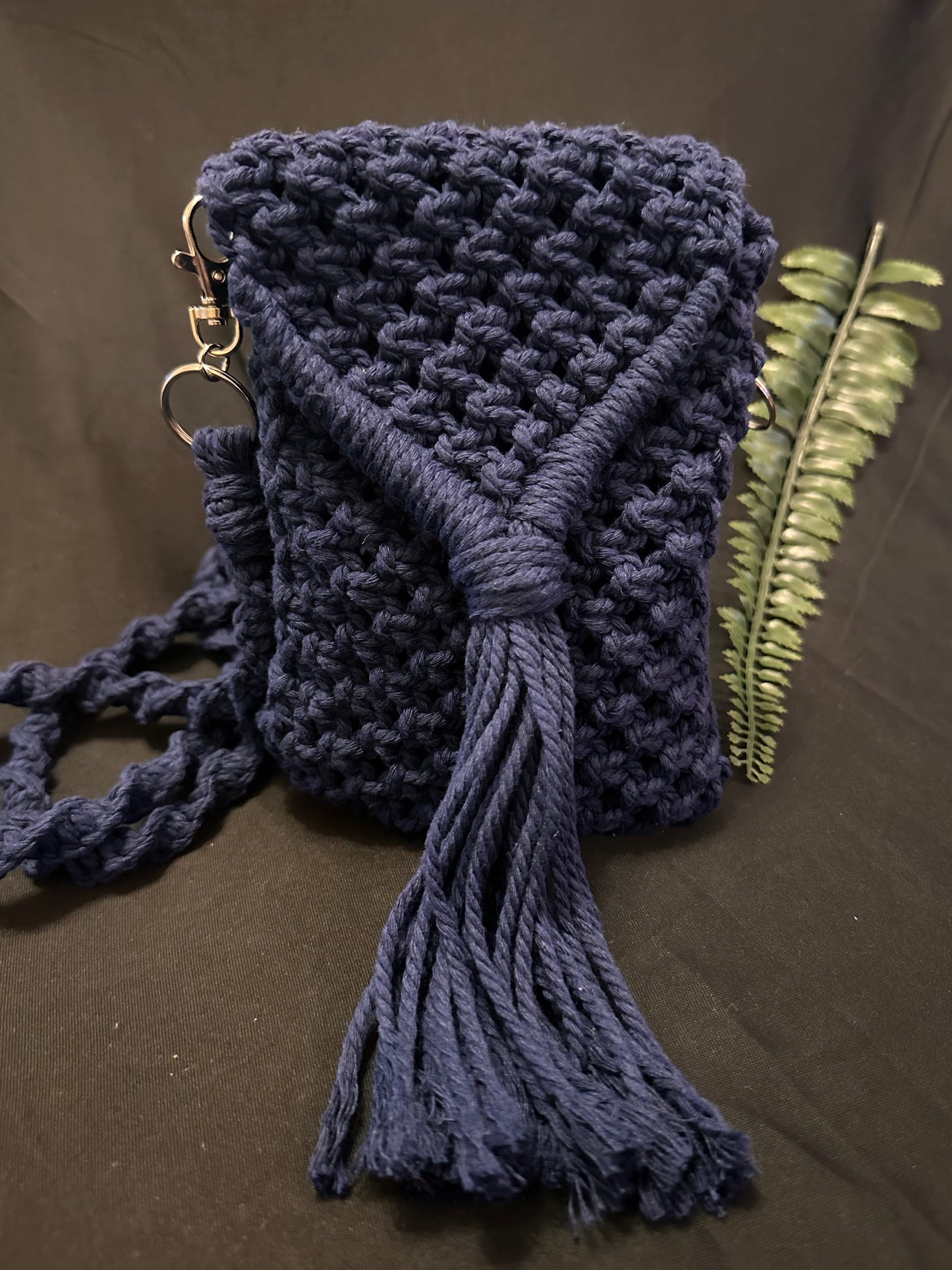 Handmade Macramé Sling Bag - Boho Crossbody Bag, 16cm x 12cm