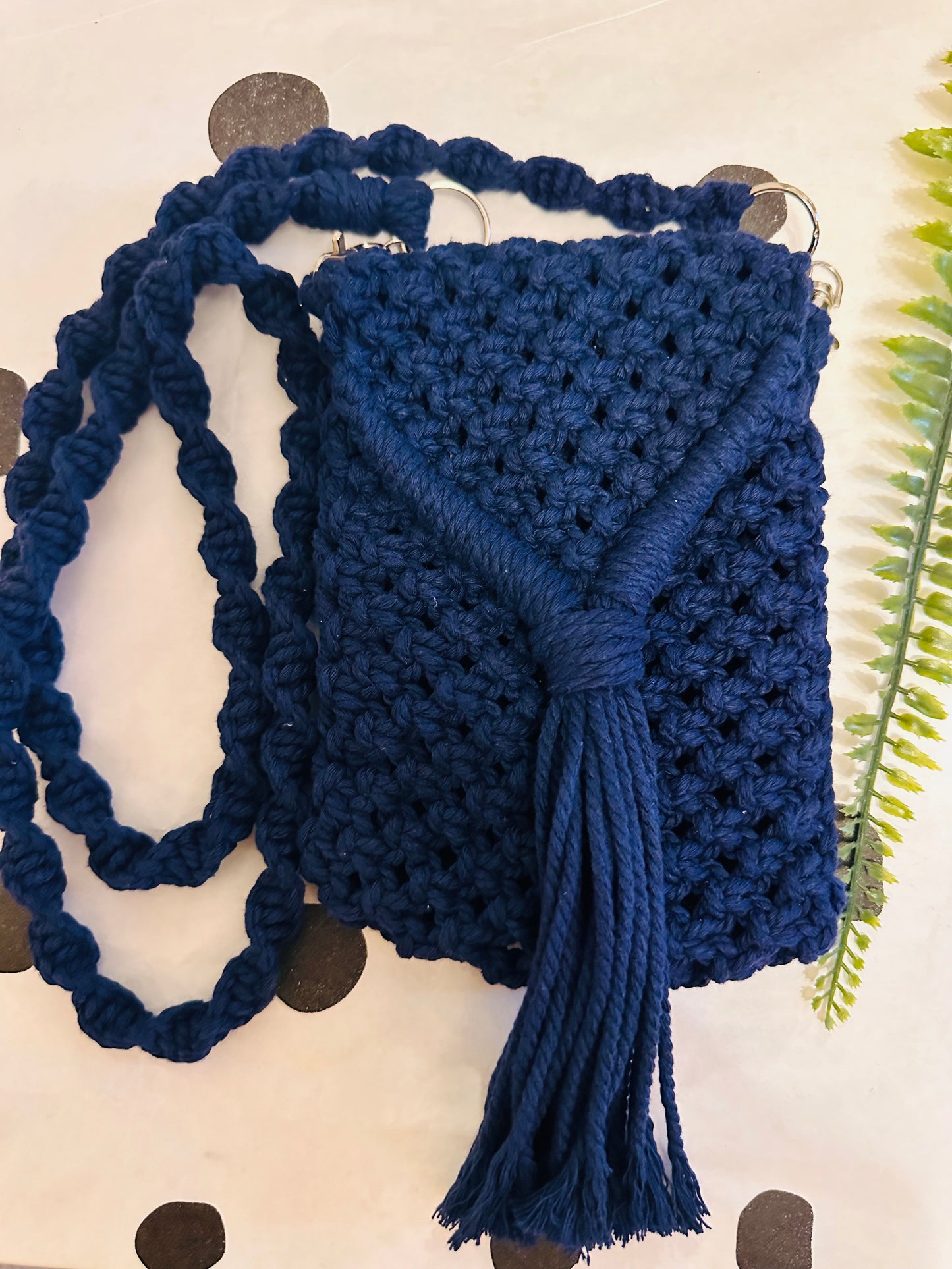 Handmade Macramé Sling Bag - Boho Crossbody Bag, 16cm x 12cm