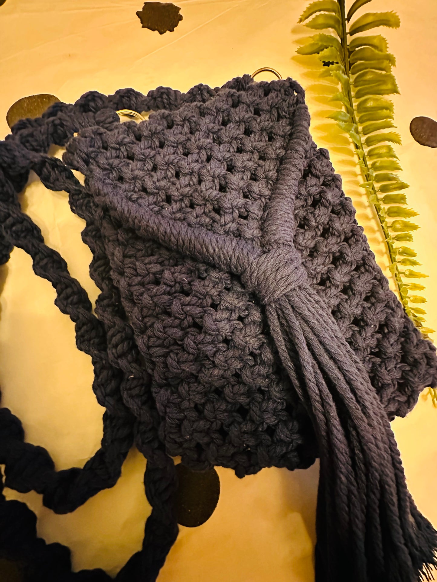 Handmade Macramé Sling Bag - Boho Crossbody Bag, 16cm x 12cm